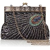 BABEYOND 1920s Flapper Peacock Clutch Vintage Gatsby Sequined Evening Handbag Beaded Bag