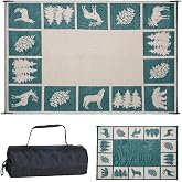 Stylish Camping 226094 6-feet by 9-feet Reversible Mat, Plastic Straw Rug, Large Floor Mat for Outdoors, RV, Patio, Backyard, Picnic, Beach, Camping - Hunter Mat (Green/Beige)