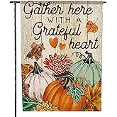 Deloky Fall Welcome Pumpkin Patch Garden Flag- Double-Sided Farmhouse Autumn Yard Burlap Banner, Flag for Fall, Thanksgiving Indoor & Outdoor Decoration