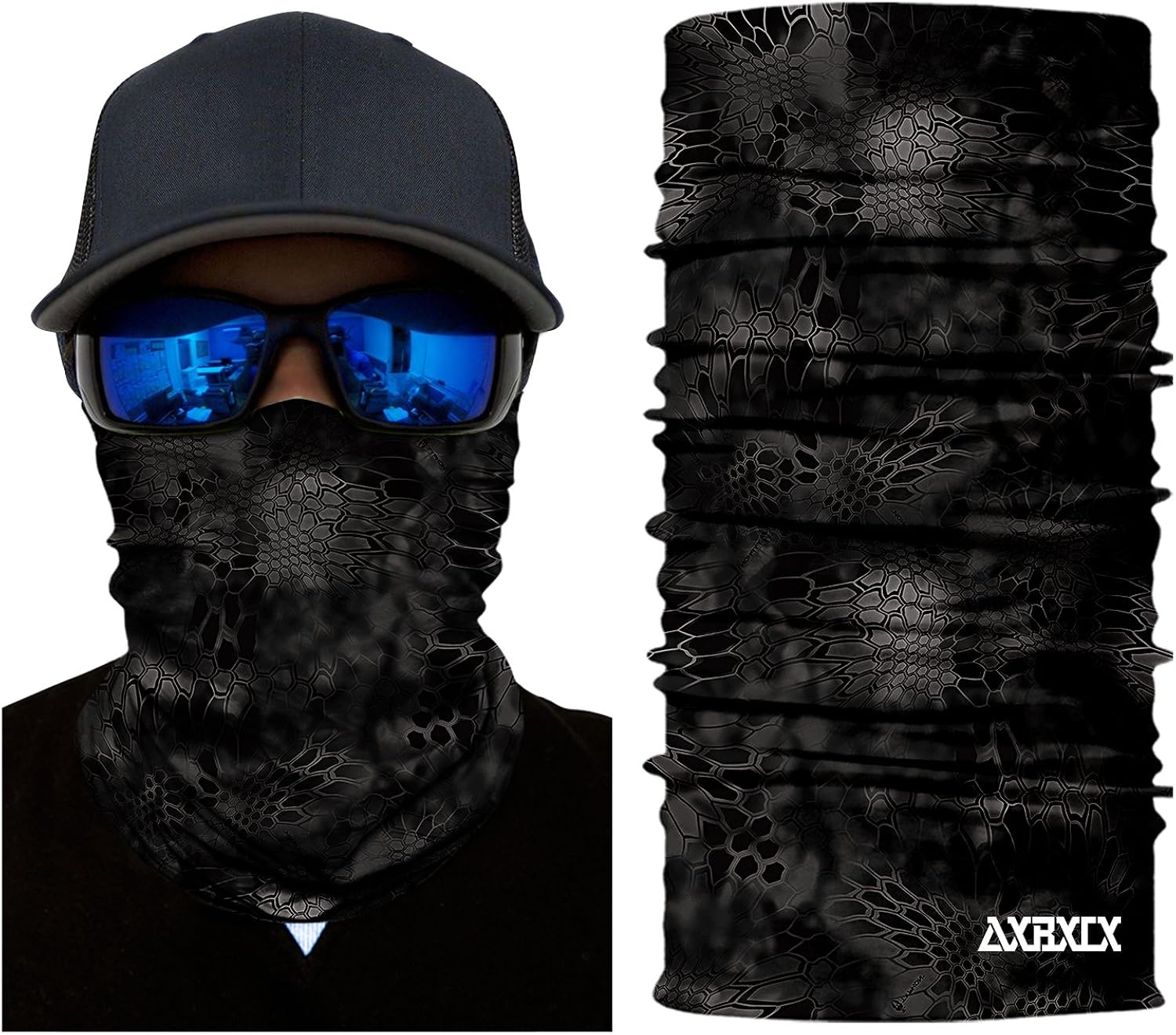 AXBXCX 2 Pack - Elastic Seamless Moisture Wicking Neck Gaiter Headband Bandana Face Mask Hairband Sports Magic Scarf for Running Yoga Tennis Fishing Riding Cycling Black+Red 6566: Clothing