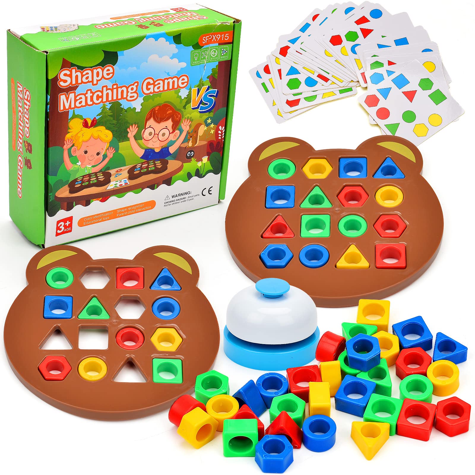 xinrongda Shape Matching Game Color Sensory Educational Toy, Shape Matching Game Color Sensory training, Learning Board Game, Montessori Toys Board Game for Kids Boys Girls