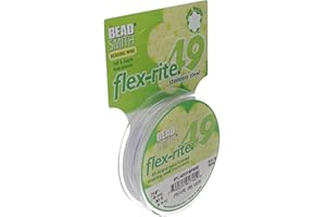 The Beadsmith Flex-Rite 49 Strand Nylon Coated, Stainless-Steel Beading Wire, Jewelry Making Supply (.018 Dia, Pearl Silver - 30 Ft)