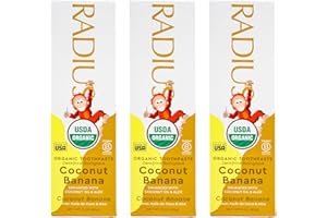 RADIUS USDA Organic Kids Toothpaste 3oz Non Toxic Chemical-Free Gluten-Free Designed to Improve Gum Health for Children's 6 M