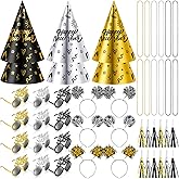 Gemscream 2026 New Years Eve Party Supplies for Guests Happy New Year Headbands Hats Noise Makers Glasses Necklace