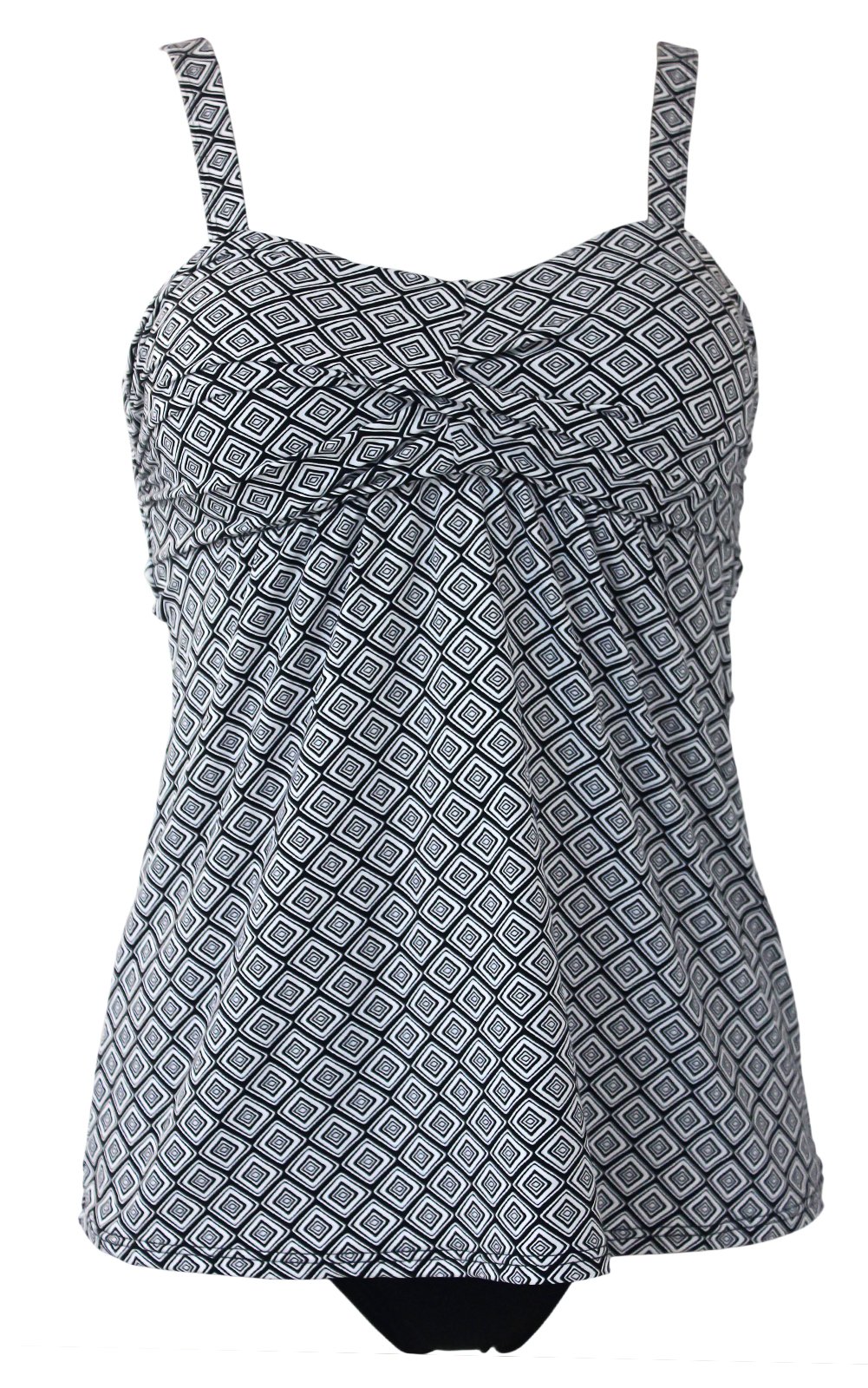 Agreya Women Two Pieces Swimwear Tankini Top with Triangle Bikini Simsuits (White, M)