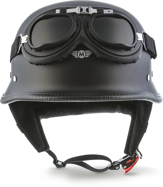 Moto Helmets® D33-Set „Matt Black“ · Brain-Cap · Halbschale Jet-Helm Motorrad-Helm Roller-Helm Scooter-Helm Bobber Mofa-Helm 