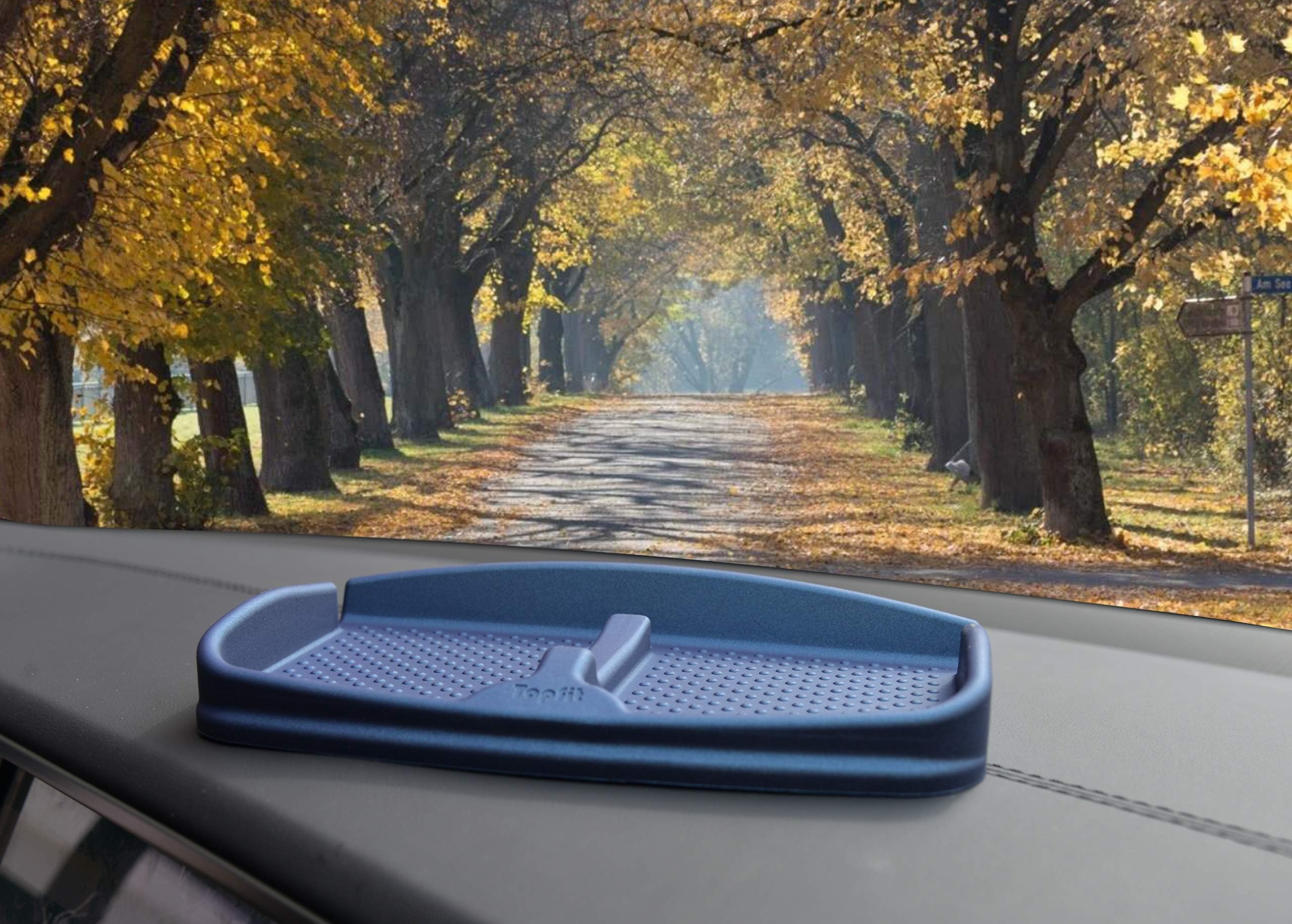 TeslaWorld Silicone Pad Dash Mat Car Phone Holder Dashboard Mat,with Large Phone Stand,Sun Glasses Stand,Glasses Holder(Blue)