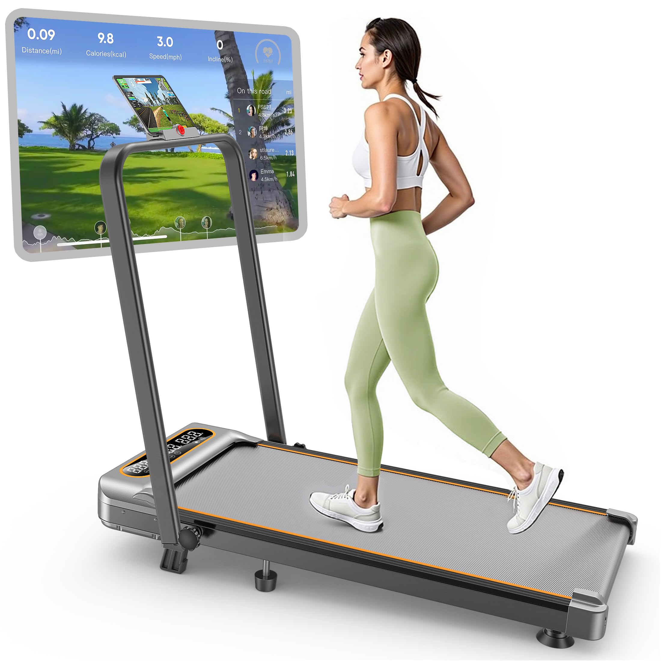 Foldable Treadmill with 12% Incline, 3.5HP Low Noise Walking Pad Treadmill with Handle Bar, Rayspace 4 in 1 Portable Under Desk Treadmills for Home/Office, 350 Lbs Capacity, APP & Remote Control