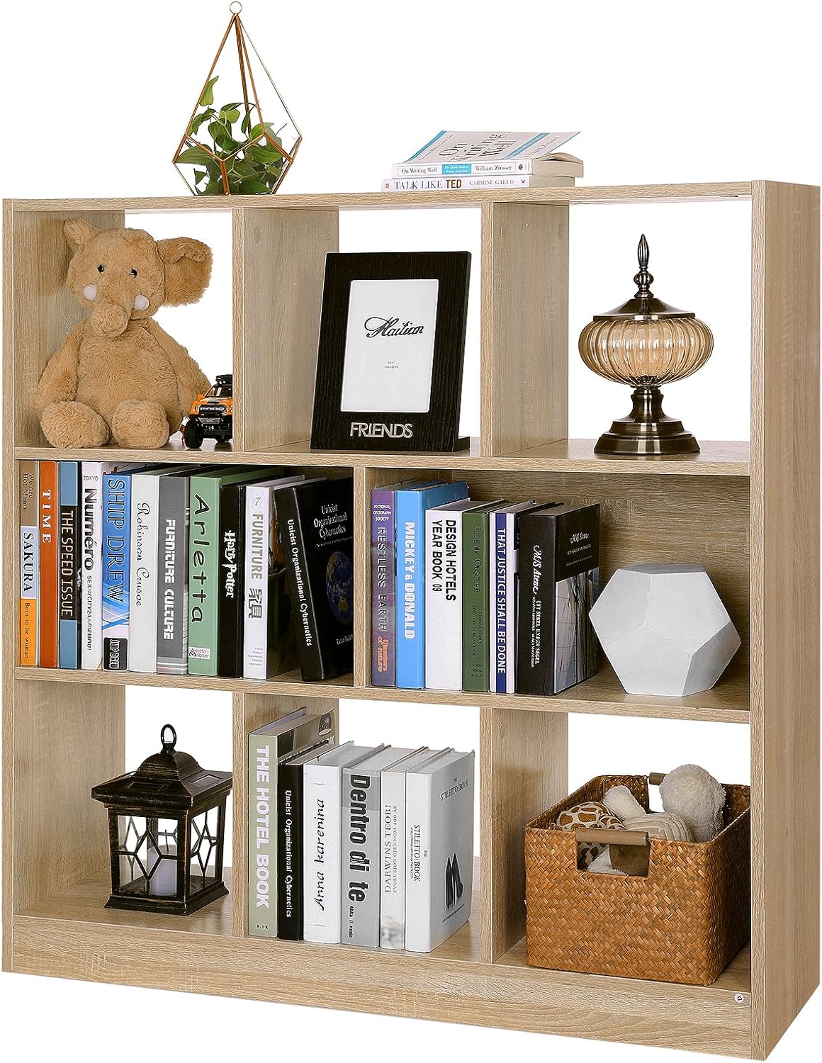 vasagle storage cabinet on Vasagle Wooden Bookcase With Open Cubes And Shelves Oak Lbc52nl Free Standing Bookshelf Storage Unit And Display Cabinet 97 5 X 30 X 100 Cm W X D X H Living Room Furniture Furniture