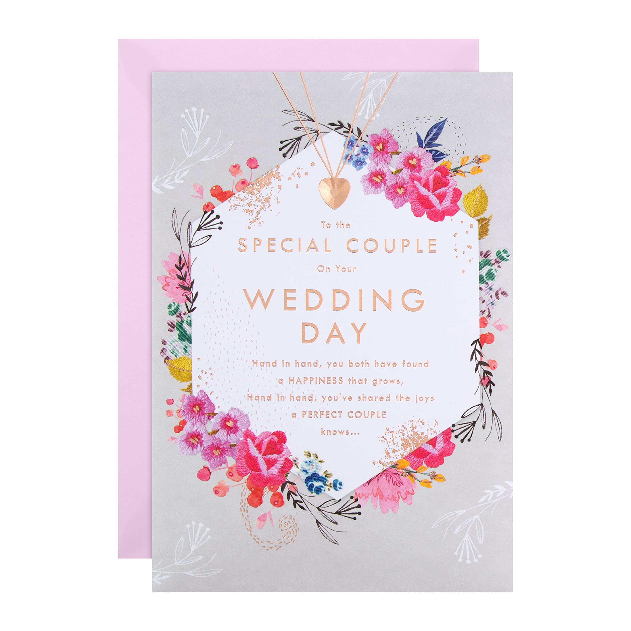 Hallmark Wedding Congratulations Card - Classic Floral and Text Design