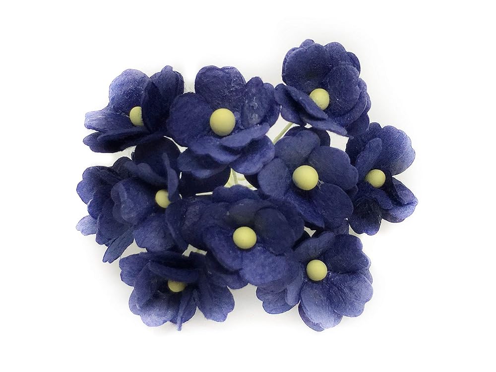 1.5cm Navy Blue Mulberry Paper Flowers, Navy Paper