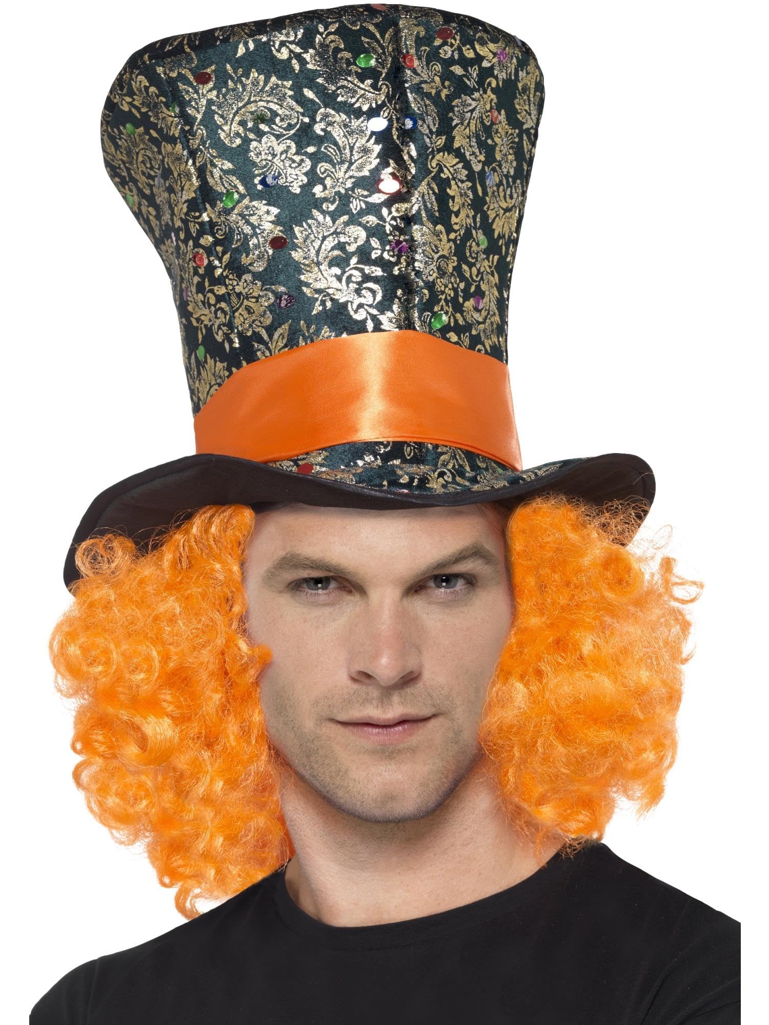 Smiffys Top Hat, Multi-Coloured with Attached Hair, Fairytale, Wings and Wands Fancy Fancy Dress, Adult Dress Up Hats