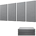 Moukey Acoustic Panels 4 PCS, 2.4“ Thick Fiberglass Soundproof Wall Panels 24''x12'', Self-adhesive Sound Absorbing Panels for Studios, Office, Home Theater (Gray)