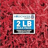 MagicWater Crinkle Cut Paper for Gift Baskets - 2LB - Red - Perfect for Shredded Paper Filler, Basket Filler, Gift Boxes, Bridesmaid Gifts, Christmas Stuffers & More – Ideal for All Occasions