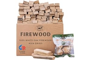 SUPERIOR TRADING CO. Superior Trading Oak Mini Fire Wood w/Fire Starter Pods, Winter Fireplace Starter, Wood Stove, USDA Cert 4-5” Kiln Dried Firewood, USA Made, 10-11 lbs in Plastic Storage Box