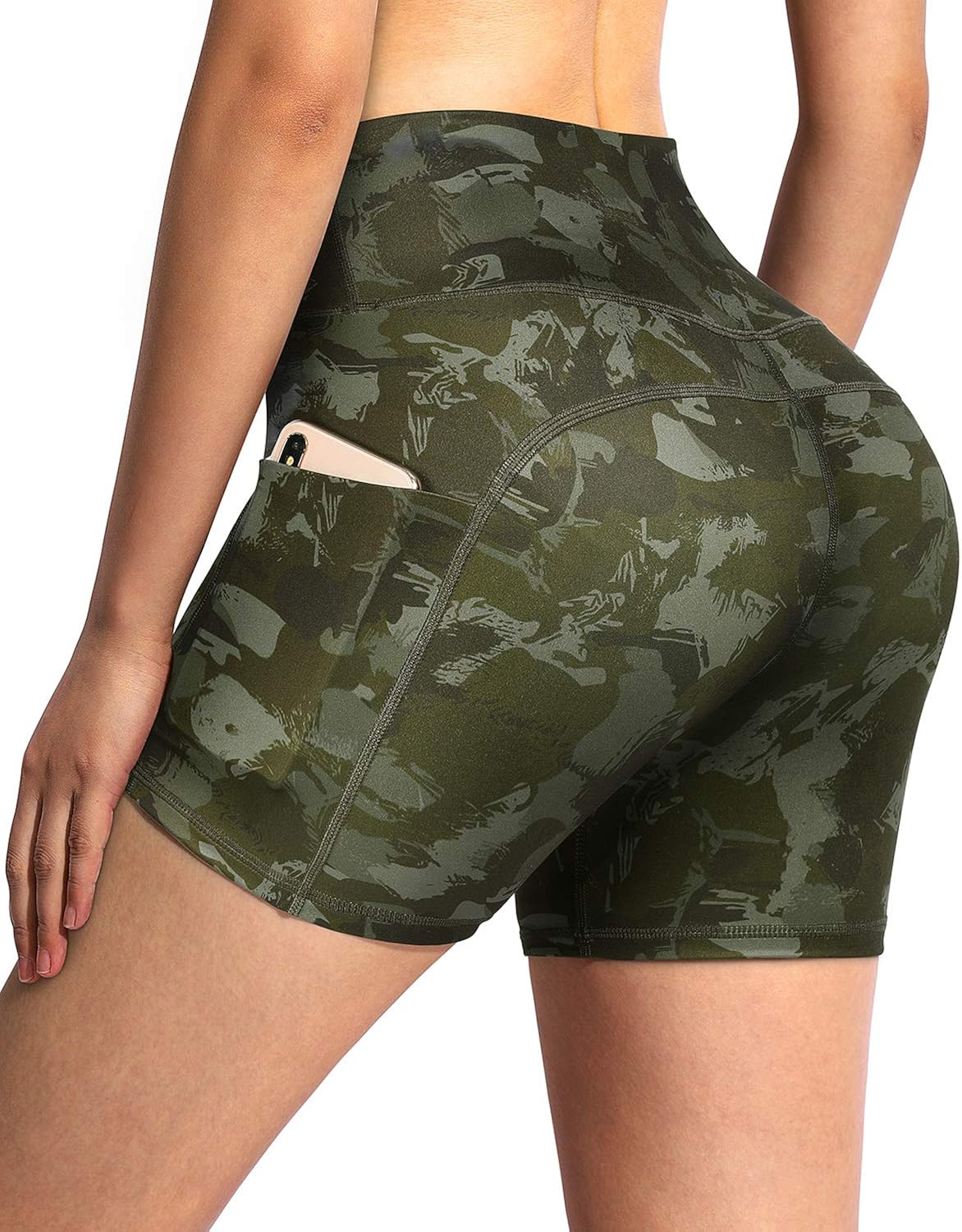 G4Free High Waist Yoga Shorts with Pockets Workout Bike Shorts for Women Non See-Through Running Exercise Short Leggings: Clothing