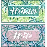 Redbaker 2 Pcs Mr and Mrs Beach Towels Wedding Beach Towels for Bride and Groom 60 x 30 Hubby and Wife Towel Honeymoon Newlywed Couple Towel Wedding Valentine's Day Gift(Green Pink Series)