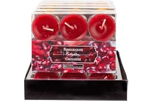 Kiera Grace Enlighten Tea Light Candle, 9 Units/Pack, Natural Unscent, Pomegranate Fragrance, Garnet, Perfect for Bedroom, Ba