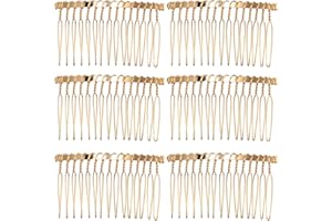 Senkary 10 Pieces Metal Hair Comb Clip Wire Wedding Bridal Veil Combs for Women (15 Teeth, Gold)
