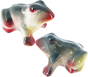 Ceramic Floating Frog for Pond - Enchanted Garden Decorations - Water Fountain Outdoor Fairy Garden Accent - 4 Inches, Set of 2 (2 Frogs - Moss Green)