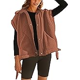 TAQCUX Sherpa Jacket for Women Casual Fleece Vest Oversized Sleeveless Outwear Warm Button Down Gilet with Pockets