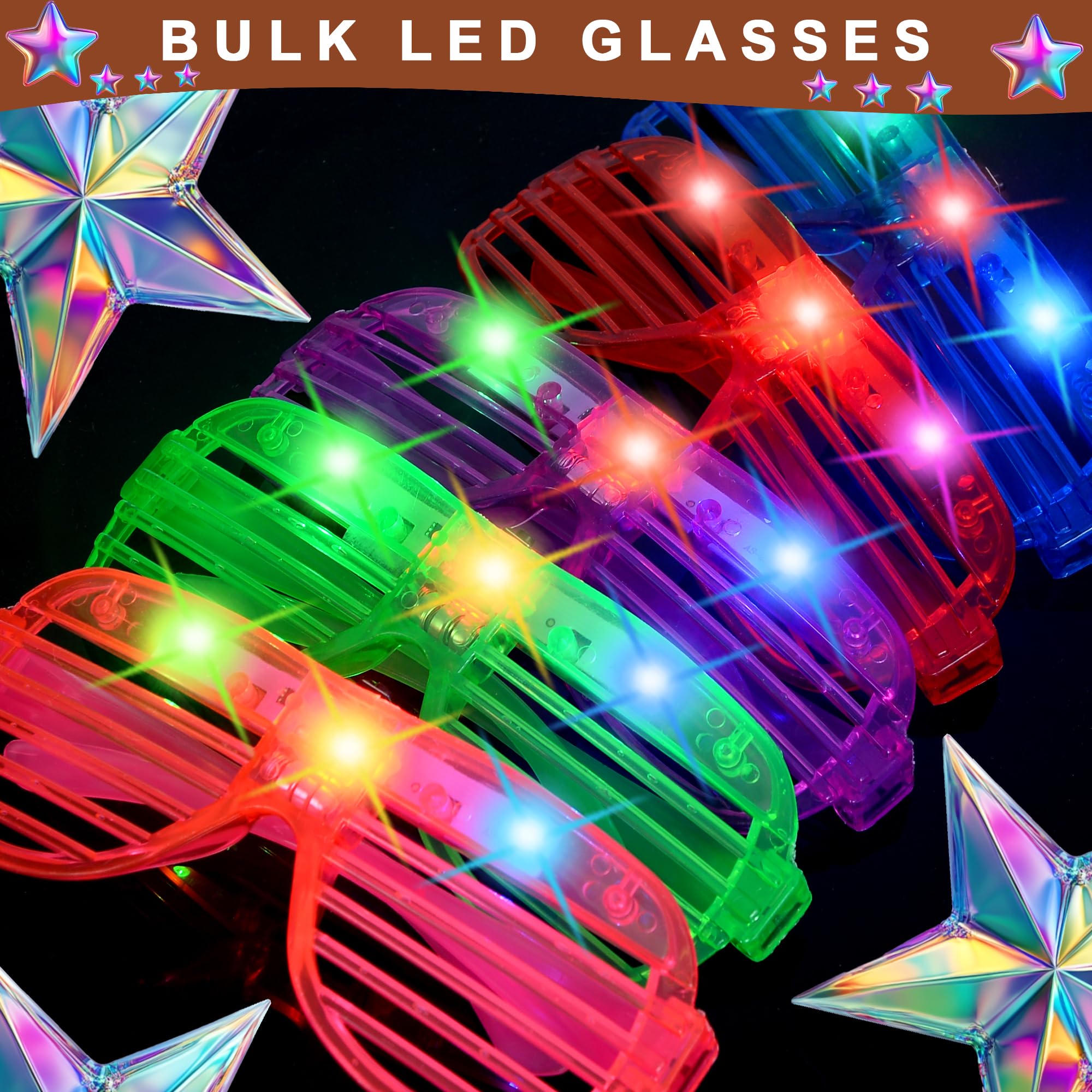 20 Pack LED Glasses,Glow glasses,Light up glasses,Glow in the dark glasses,Party glasses Rave neon Flashing Party For Birthday Mardi Gras New Year's Eve Party Decoration,For Kids/Adults
