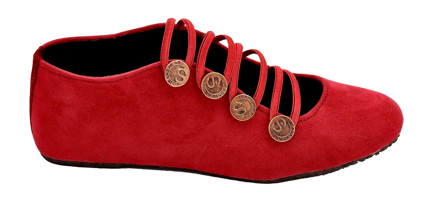red choice collection red casual velvet shoes for women and girls (rc073)