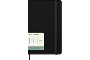 Moleskine Classic 12 Month 2026 Weekly Planner, Hard Cover, Large (5" x 8.25"), Black, 144 pages