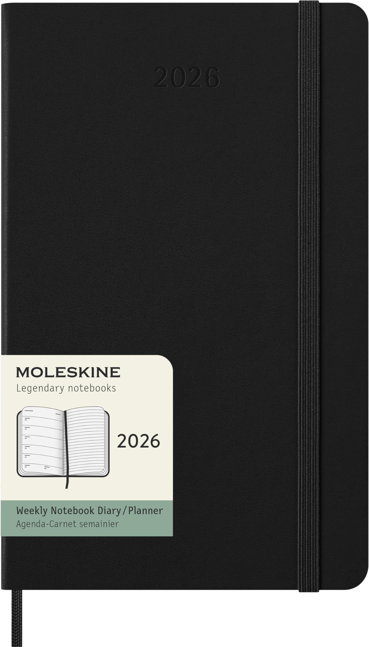 Moleskine Classic 12 Month 2026 Weekly Planner, Hard Cover, Large (5″ x 8.25″), Black, 144 pages