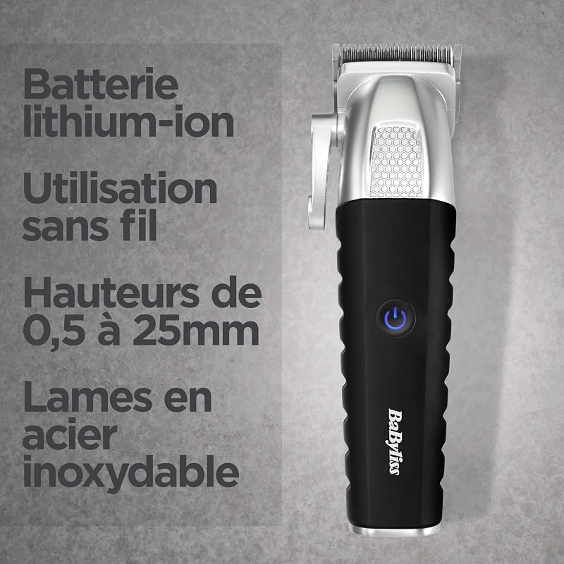 - E812E - Tondeuse cheveux sans fil Lithium Power - Batterie Lithium, charge rapide, lames en acier japonais, 8 sabots pour s'adapter à tous les styles