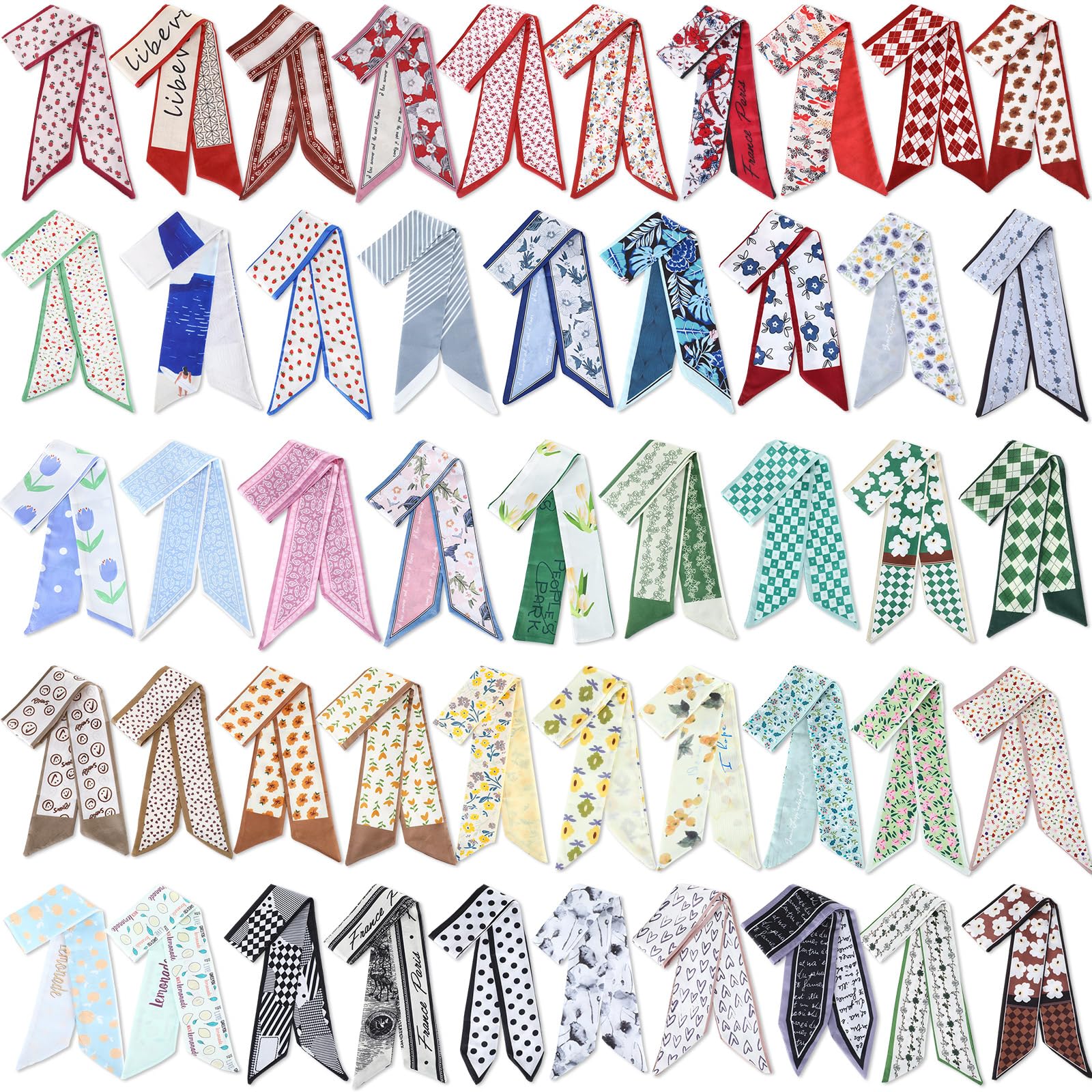 Photo 1 of Funnysoft 48 Pcs Bulk Purse Scarf Headband for Women Hair Purse Scarf Handbag Ribbon for Women Headband Neck Decorative Fashion Gifts