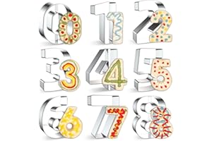FUSOTO 9PCS Number Cookie Cutters Set, Birthday Numbers 0-8(6 Reverses to 9), Stainless Steel Cookie Cutters for Baking, Numb