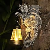 Zqobyr Solar Dragon Statue Outdoor Garden Decor - Medieval Fantasy Yard Art, Whimsical Lawn Ornaments, Unique Decorations Outdoor & Gifts, Weather-Resistant Animal Figurine Gift with Handmade Look