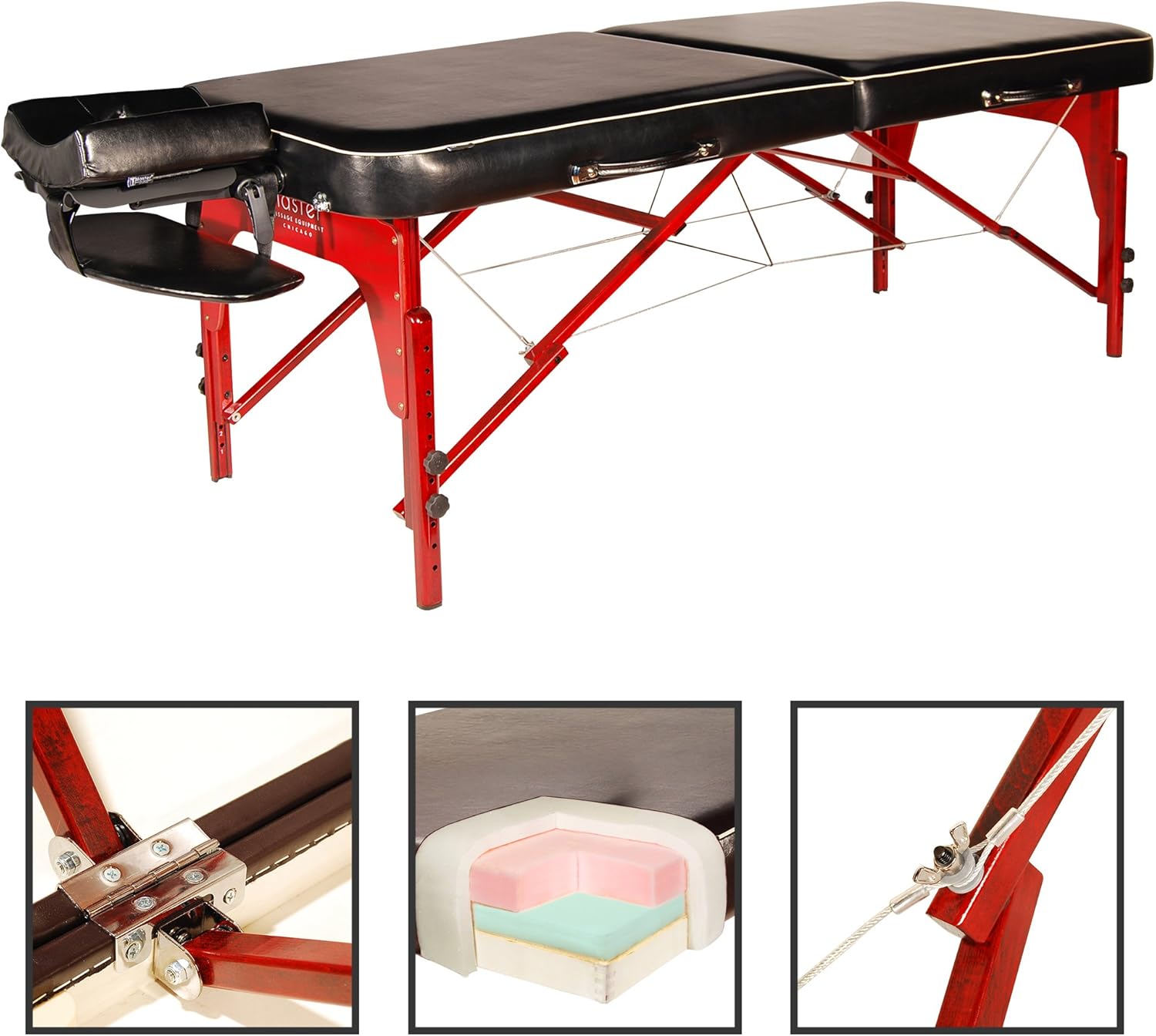Master Massage 71cm Wide Monroe Portable Massage Table W/Carry Bag, Oil Proof Italy PU, Reiki Panel