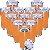 Eyasure 20 oz Tumbler with lid Double Wall Vacuum Insulated Tumblers Stainless Steel Coffee Mug Travel Coffee Tumbler Powder Coated Tumbler Cup Keep Hot&Cold - (Orange 12 Pack)
