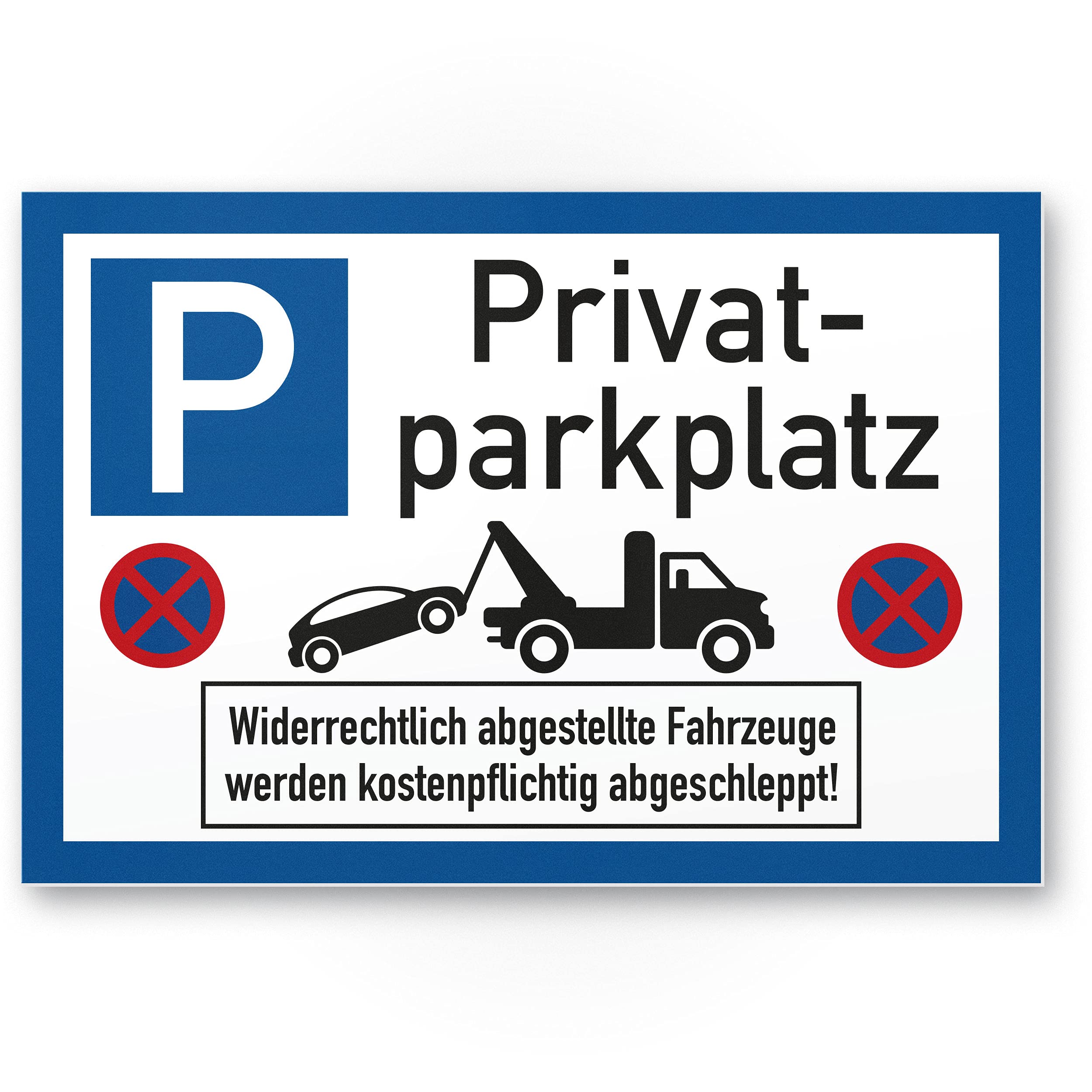 Private Parking – Parking Prohibition (White-Blue, 30 x 20 cm), Safety Sign, Prohibition Sign, Parking Sign Private Parking – Warning Cars/Vehicles, Warning Sign – Parking Space Free Holding