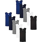 Andrew Scott Boys' Muscle Tank Top | Cotton Color Sleeveless Crew Neck Undershirts -Pack of 10