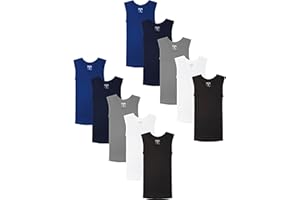 Andrew Scott Boys' Muscle Tank Top | Cotton Color Sleeveless Crew Neck Undershirts -Pack of 10