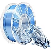 iBOSS Dual Silk Metallic Blue Silver Shiny PLA+ Filament, 1KG 3D Printing Material with 1.75mm High Diameter Accuracy+/-0.02mm, Neatly Wound Silk PLA Plus Widely Support for FDM 3D Printers