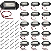 ecocstm 16 PCS White LED License Plate Lights, 6-SMD Waterproof Tag Lights | 12V-24V DC Lamp Taillight, Step Courtesy Light Dome Cargo Lights for Truck SUV Van RV Trailer