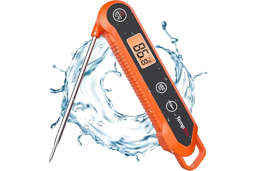 TempPro Digital Instant Read Meat Thermometer for Grilling Waterproof Kitchen Food Thermometer with Calibration Backlight Bak