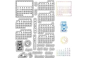 CRASPIRE Calendar Date Clear Stamps Vintage Month Rubber Stamps Reusable Background Postmark Transparent Silicone Stamp Seals for Journaling Card Making Decor DIY Scrapbooking Supplies Film Frame