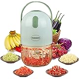 TIKBABA Food Processor,Small Electric Chopper,garlic grinder with 3 stainless steel blades and 280ml Bowl(Green)
