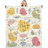 Poekuao I Am a Child of God Blanket 50x60 - Inspirational Christian Throw Blanket for Women Girls, Bible Verse Faith Gift, Soft Boho Flannel Blanket with Scripture