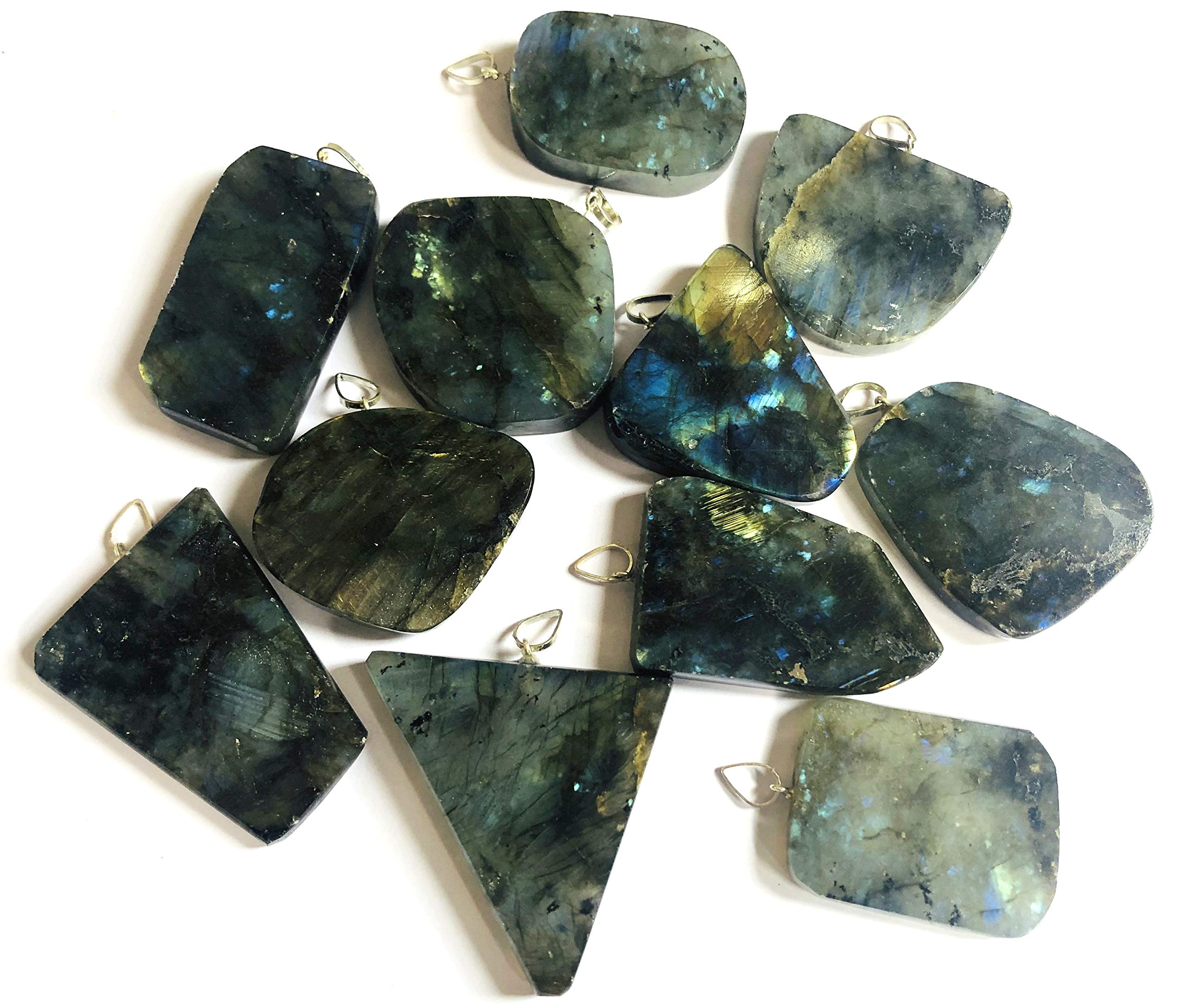 CRYSTALMIRACLE Labradorite Gemstone Pendant (SINGLE PIECE) crystal fashion gift wellness positive energy meditation handcrafted accessory