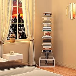TUTOTAK Narrow Bookshelf, Vertical 8-Tier