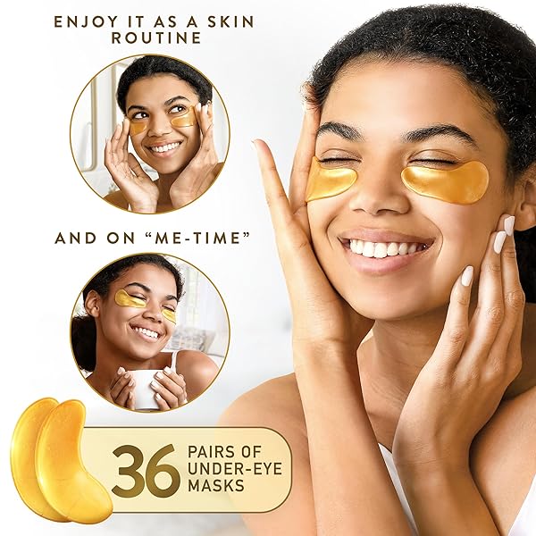 LIVE WILD BEAUTY UNDER EYE PATCHES (72 PATCHES) FOR PUFFY EYES AND DARK CIRCLES WITH PURE COLLAGEN, 24K GOLD EYE GEL PAD MASKS FOR REDUCING EYE BAGS, PUFFY DARK CIRCLES, WRINKLES, AND FINE LINES