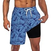 UNICOMIDEA Men Swim Trunks with Compression Liner 9 Inch Long Board Shorts