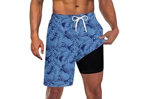 UNICOMIDEA Men Swim Trunks with Compression Liner 9 Inch Long Board Shorts