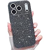 Finyosee Compatible with iPhone 17 Pro Neon Case,Cute Aesthetic Bling Glitter Thin Slim Shockproof Soft TPU Sparkly Shiny Girly Cover for Women Girl for iPhone 17 Pro Case 6.3 inch-Black